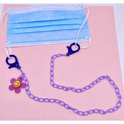 Adjustable rope children pink kids colorful flower fashion neck chain designer lanyards with breakaway metal lobster clasps