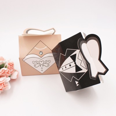 Bride and Groom Folding Printing Cardboard Box Packaging Paper Chocolate Candy Gift Boxes for Birthday Wedding Party Supplies