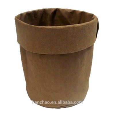 Custom Round Bottom Washable Kraft Paper Storage Bag Eco Basket for Stationary Food Plant Fruit Vegetable Bread