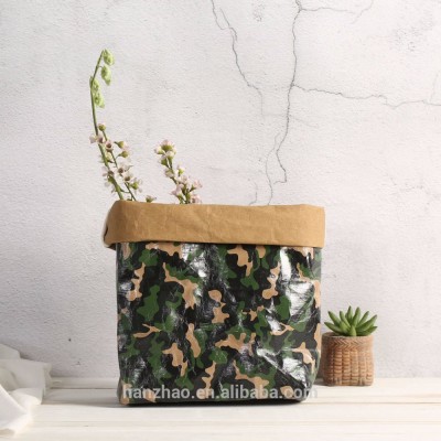 Custom Camouflage Water Resistant Not-to-be Torn Washable Kraft Paper Storage Bag for Household Plants