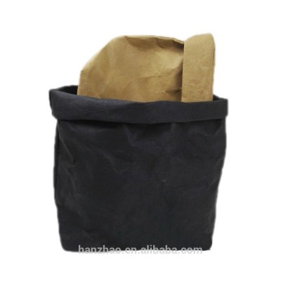 Brown Black Washable Kraft Paper Bag Storage Basket for Laundry Toys