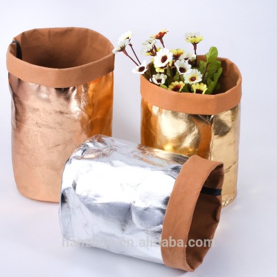 Washable Paper Bag Metallic Kraft Paper Storage Basket Laundry Bags Custom Wholesale