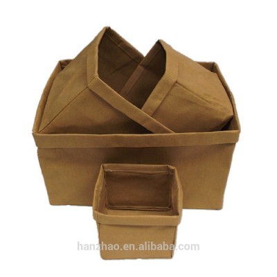 ECO Basket Organizer Storage Bin Bag Washable Kraft Paper Bags Custom