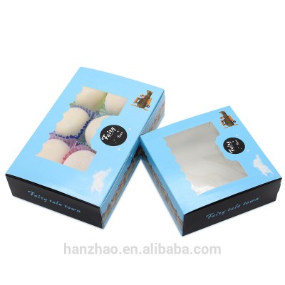 Rectangle Square Paper Cake Box with Transparent Window for Bakery Cookies Cupcake Packing Wholesale Custom