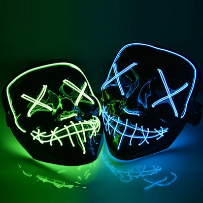 New Products costume adult glow in dark led light up scary face cover Party Supplies Wholesale halloween face masks